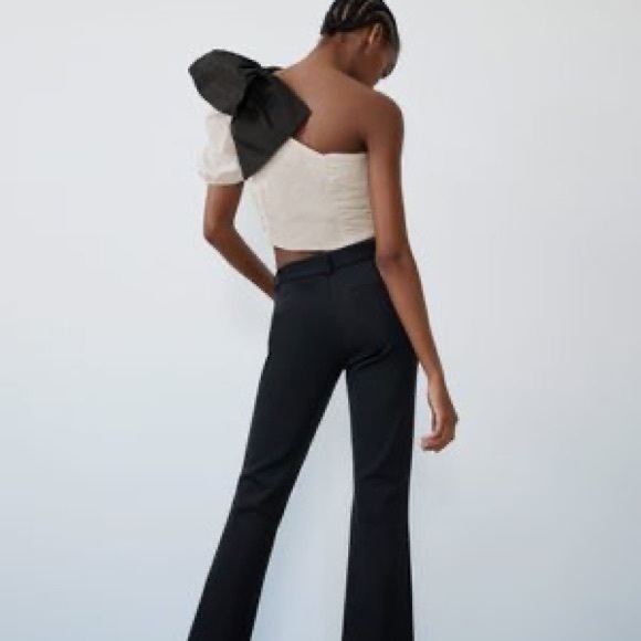 BOGO Zara Cream Pleated Top with Bow. Size Small. Sold out. - Picture 8 of 10